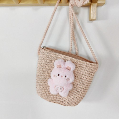 Mini Straw Bag Cute Animal Straw Crossbody Bag Fashion Kids Crossbody Purse - Picture 5 of 17