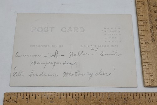 INDIAN MOTORCYCLEs - one side car - real photo - POST CARD - listing #5293 - Picture 9 of 10