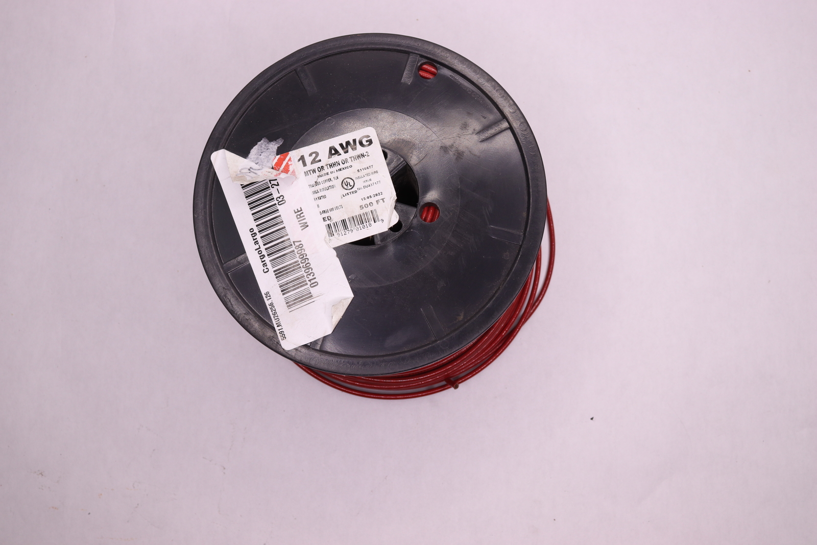 Cargo Largo Submersible Pump Cable w/ Ground Wire 12 AWG Red PVC 500 ft.