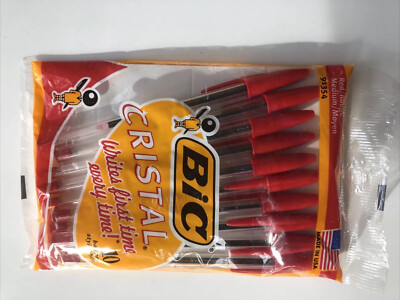 10 bic cristal red ball pen medium 92534
