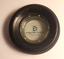 VINTAGE GOODYEAR TIRE ASHTRAY - 6" DIAMETER - DEPENDABLE RUBBER MACHINERY CO.