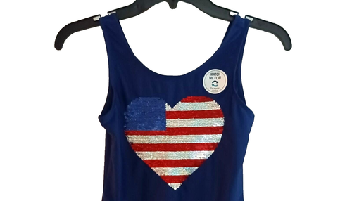 Osh Kosh B'gosh Girls Swimsuit 1 Piec Blue 4th of July Stars Heart Size 14 Girls - Picture 3 of 6