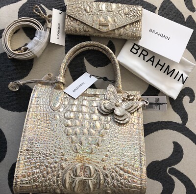 Brahmin Hologram Sm Caroline W/ Butterfly Tassel & Veronica Wallet NWT ~Stunning
