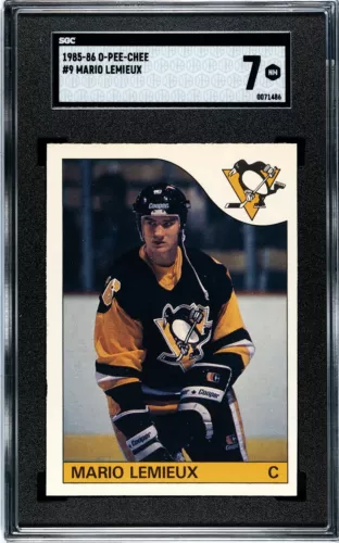1985-86 OPC O PEE CHEE #9 Mario Lemieux Rookie Graded SGC 7 near/mint. Beautiful