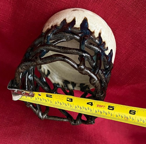 Hand Made Art Pottery Wine Bottle Holder Candle Holder Reticulated Edge Unique - Picture 12 of 12