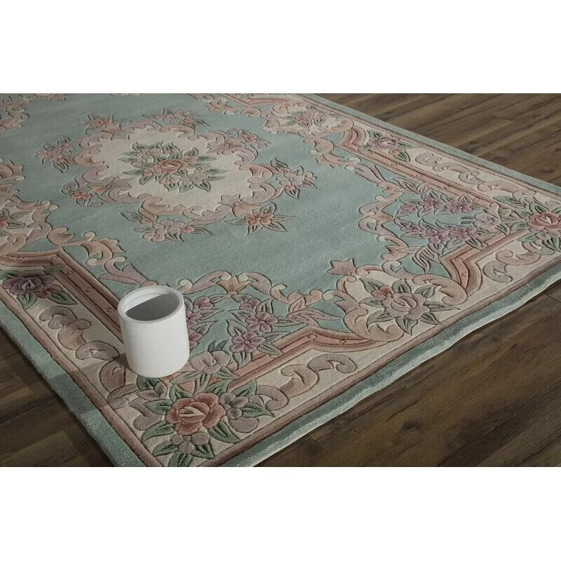 Alfombra acolchada a mano con diseño Aubusson alfombra de lana con bandas 8x10 9x12 6x9 5x8 Foto 3 de 4