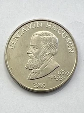 2000 Republic of Liberia $5 Benjamin Harrison Commemorative Issue Coin