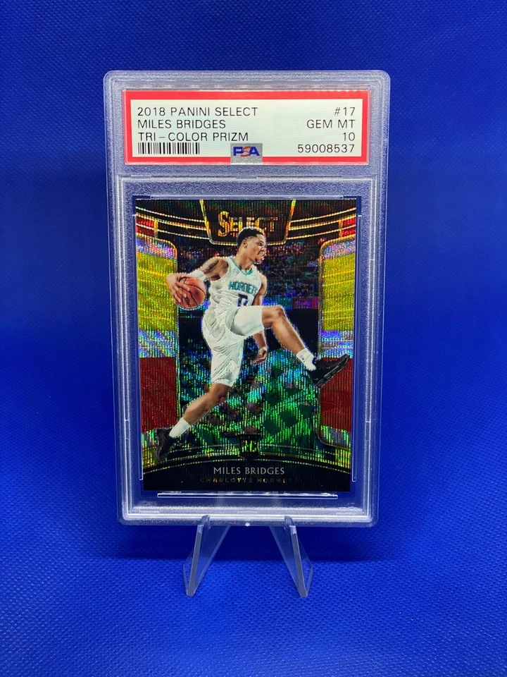 2018-19 Panini Select #17 Miles Bridges Rookie Tri Color Prizm RC 💎 Mint PSA 10 - Image 2 of 4