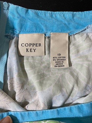 Nueva falda sin etiqueta para mujer azul floral cobre llave talla 13 - Imagen 4 de 4