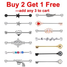 Stainless Steel Industrial Barbell Scaffold Industrial Bar Piercing Jewelry 14G