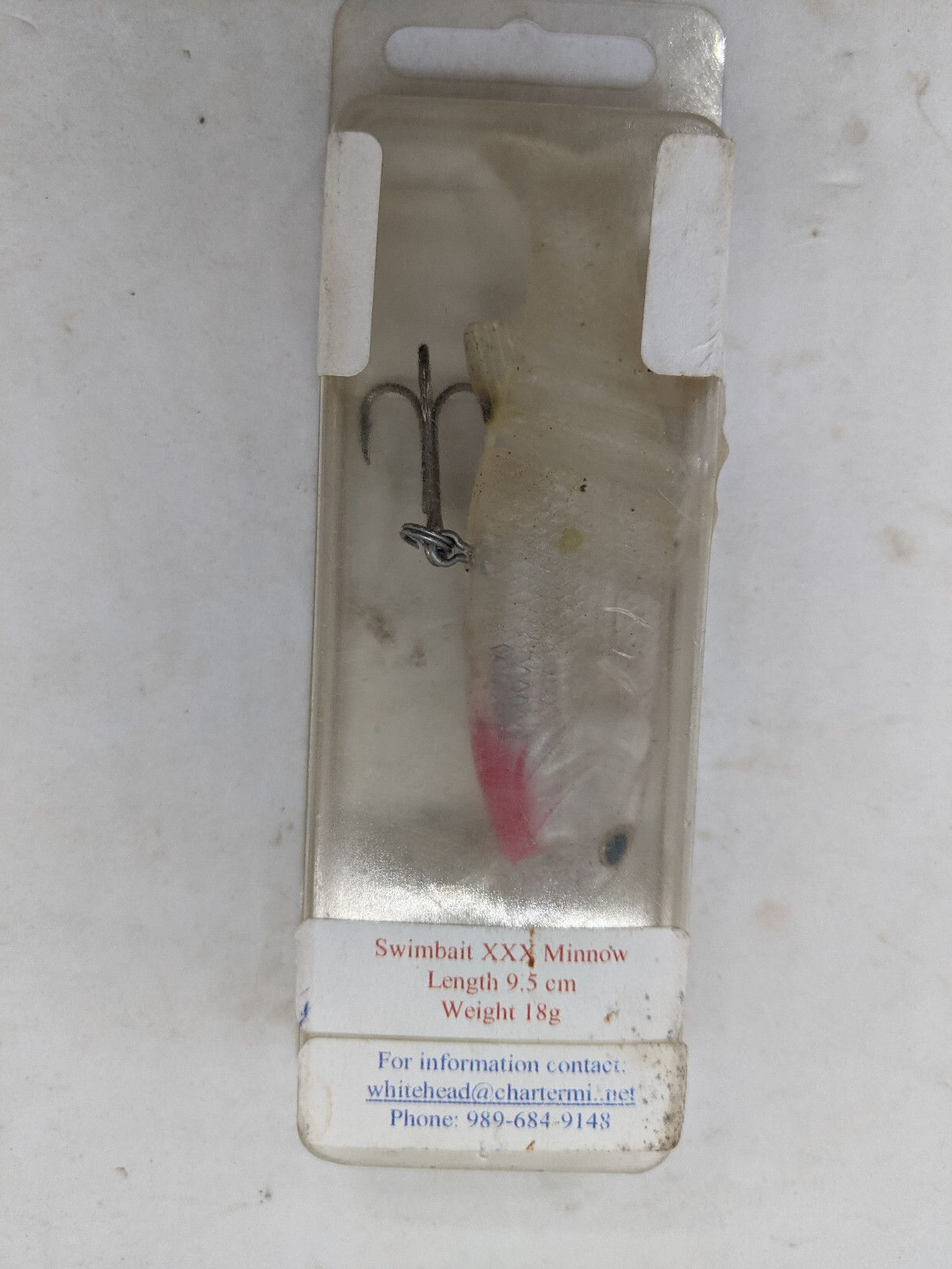 Sure Bite Lures XXX Swimbait. White, Soft Body, Bay City MI. USA, Rare. 9.5 cm. - Image 2