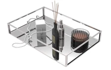 Jewelry Display Tray, Silver Mirror Tray 10.2"x 5.5" Cq Acrylic Brand