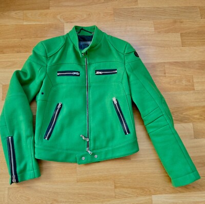 HISTORIC RESEARCH Kurzjacke Damen Gr.36 DE grün Biker-Look