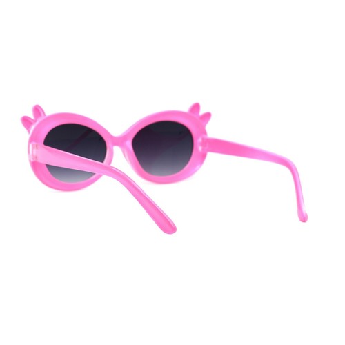Girls Kid Size Polka Dot Bow Thick Plastic Oval Sunglasses - Picture 8 of 17