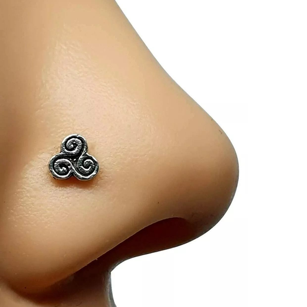 Triskele Nose Stud Triskelion Celtic 925 Silver Curl Body Piercing Jewellery
