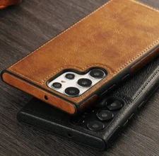 For Samsung Galaxy S23 S22 S22+ S24 Plus S25 Leather Case Slim Shockproof Cover