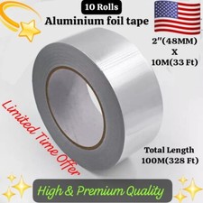 10 Roll Aluminum Foil 2" X 10M Heat Resistnt Tape HVAC Insulation Furnce Duct 3M