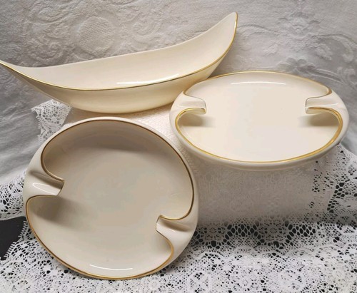 Vintage LENOX 24k Trim Nut Dish And 2 Ashtray Party Set MCM Style - Picture 4 of 9