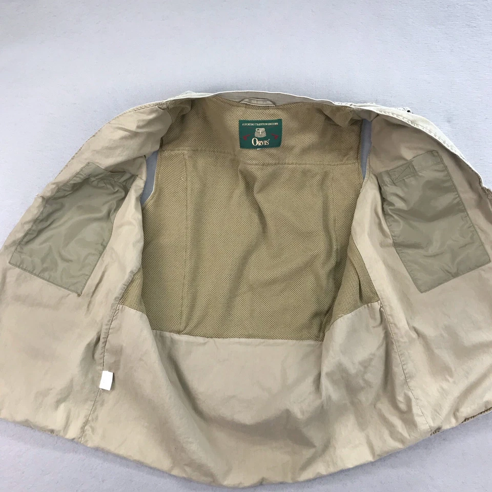 Orvis Vest Mens XL Beige Cargo Pockets Safari Hunting No Size Tag 46in Chest - Image 3 of 4