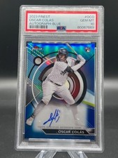 2023 Topps Finest Oscar Colas Blue Refractor Auto RC 28/150- White Sox PSA 10