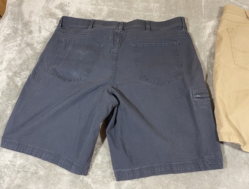 (2) Weatherproof Mens 38 Shorts Blue, Tan Cargo Mid Rise Elastic Waistband - Picture 9 of 21