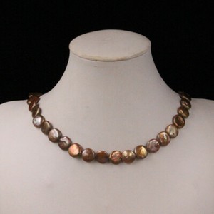 earring freshwater cultured coin genuine pearl mm necklace brown