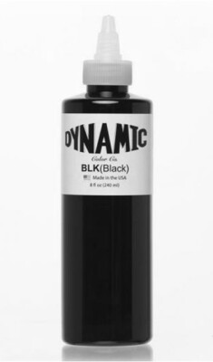 DYNAMIC BLACK Tattoo Ink 8-oz Bottle Lining Shading Tribal Dark Blackest 