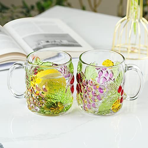 14oz/400ml large diameter glass grape suspension glass with handle glass dri... - Bild 2 von 9
