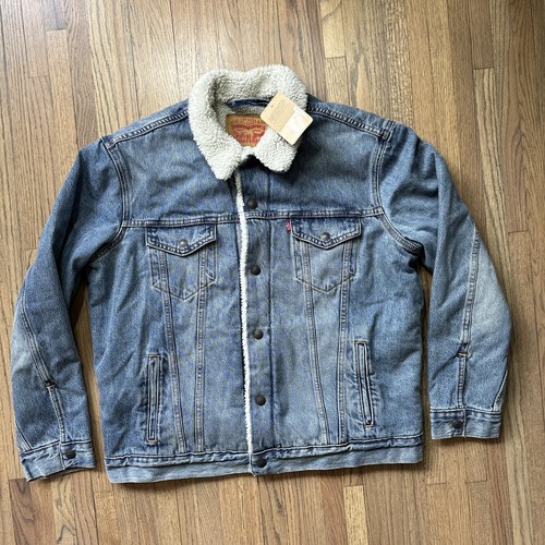 $108 Levi’s Strauss Men’s Denim Sherpa Lined Jean Jacket Coat NWT SZ Large