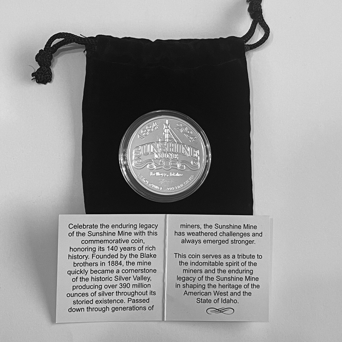 140 Year Anniversary Sunshine Mine RARE 1 Troy Oz .999 Fine Silver