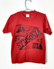 1980s Vintage Symsonia Rough Riders Kids Small 6-8 T Shirt Single Stitch KY
