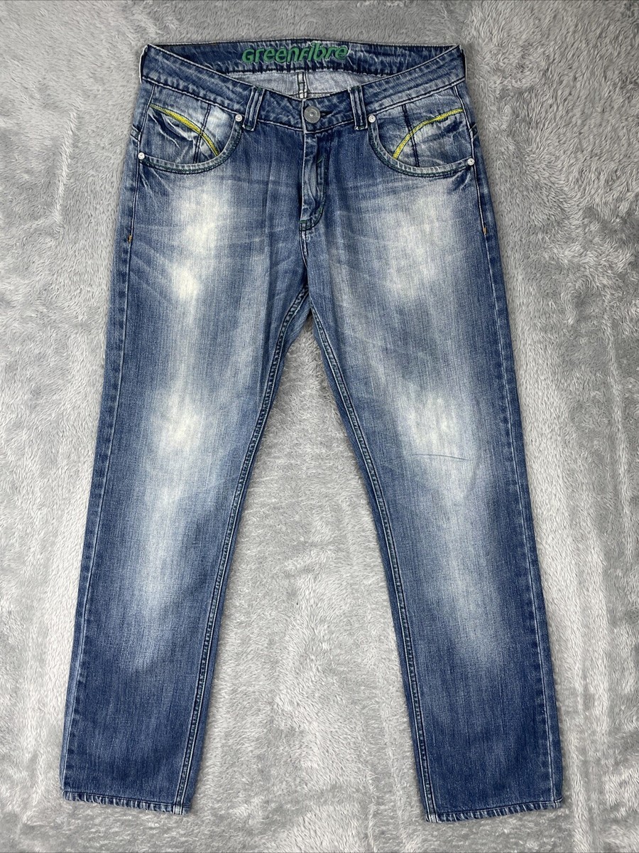 Greenfibre Jeans Men's 34* Blue Narrow Fit 100% Cotton Denim Pants