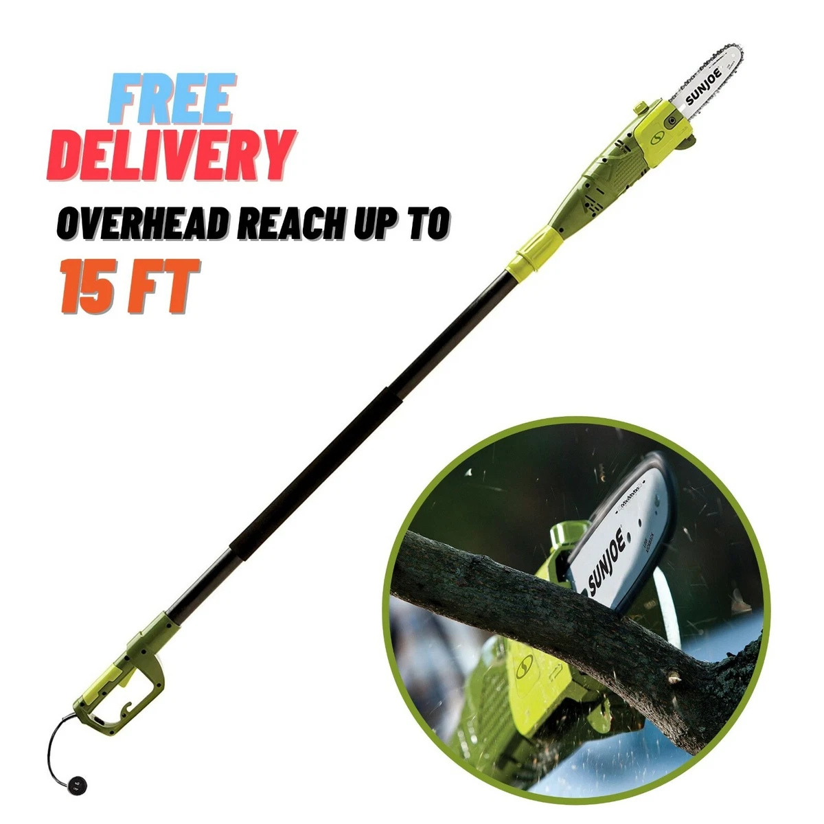 Tree Trimmer Pole Saw Electric Chainsaw Pruner Telescoping 15 Ft