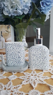 Next Grau Kaninchen & Ente 3er Set Spender Ordnung Tablett Bad Zahnbürstenhalter