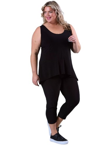 Magna - Damen Zipfel Top Shirt - Lagenlook - Schwarz - 56 / 58
