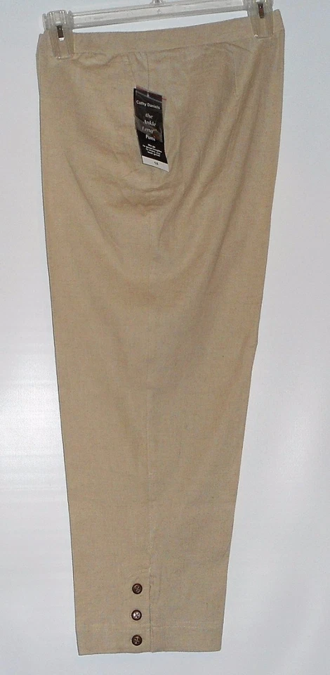 Pantalones para mujer Cathy Daniels mezcla de lino hasta el tobillo naturales dieciocho (18) nuevos con etiquetas Foto 2 de 3