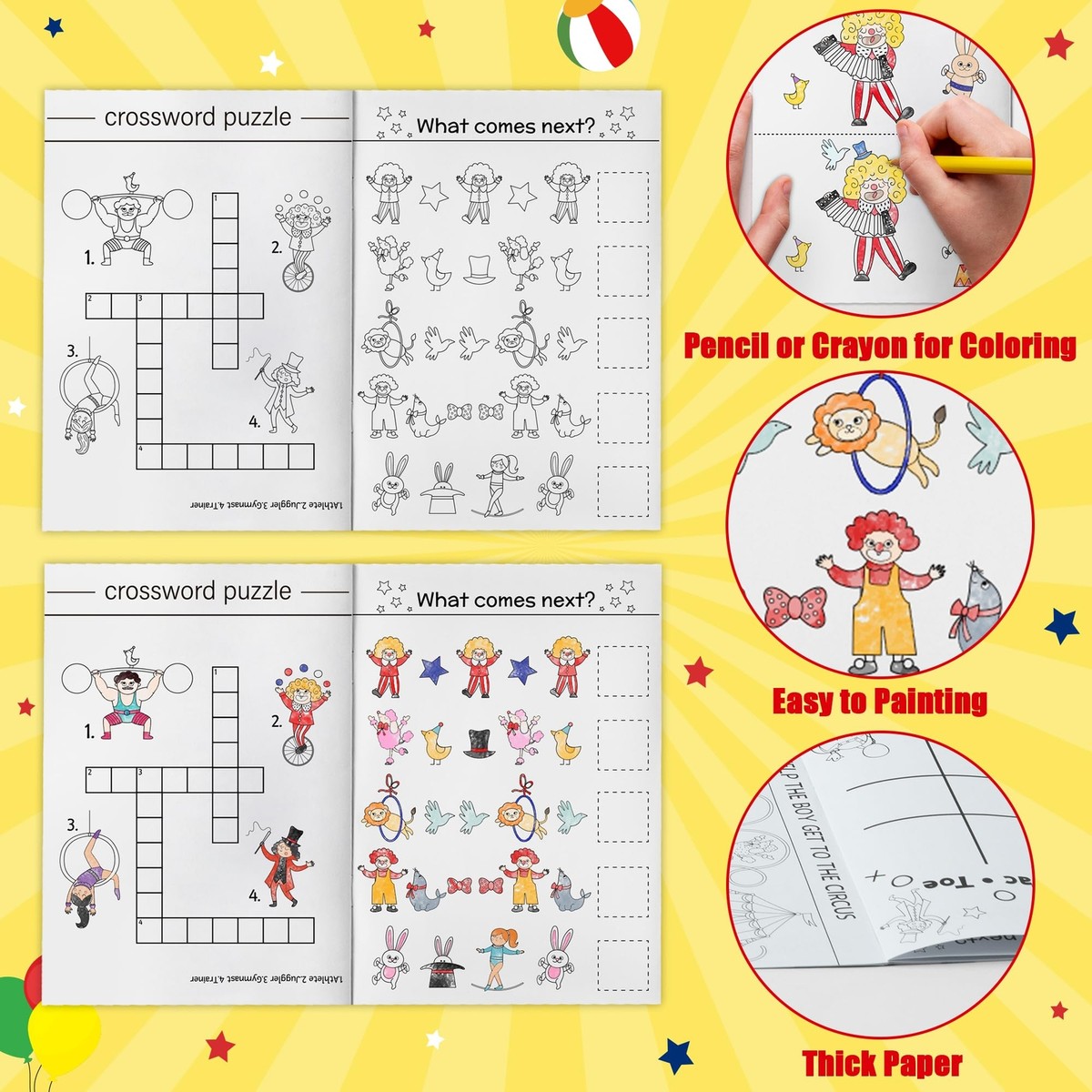 JAPBOR Carnival Activity Coloring Books - 24PCS Mini Circus Activities Color Bulk Kids Party Favors Showman Themed Small Colouring Pages Birthday Class