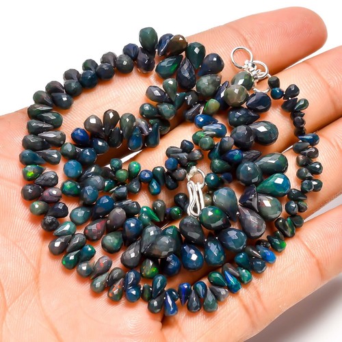 Collana In Opale Peruviano Naturale Multicolore - Perle Rondelle Sfaccettate 5mm, Con Catena In Argento 925, Lunghezza 45 Cm, Unisex Portafortuna