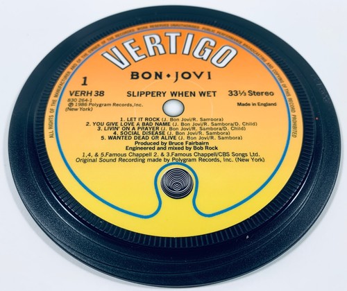 Bon Jovi. Record label coaster. Slippery When Wet | eBay