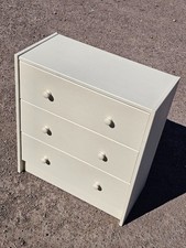 Cream 3 Drawer Chest of Drawers Compact Bedroom Storage Unit 70x62x30cm