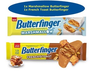 2x BUTTERFINGER LIMITED ED. Candy Bars 1.9 OZ 1x Marshmallow 1x French Toast 