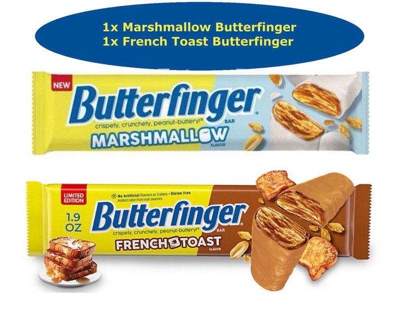 2x BUTTERFINGER LIMITED ED. Candy Bars 1.9 OZ 1x Marshmallow 1x French Toast 