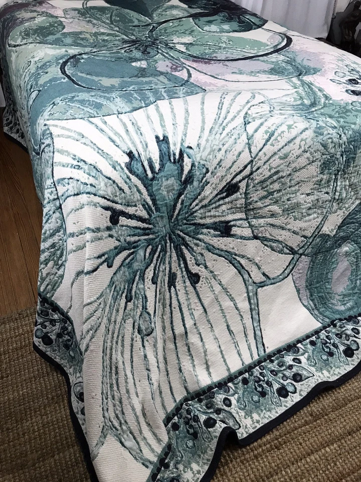 Manta Cobertor Suave Alrededores Hecha en Bélgica Jacquard King Tapiz Floral Foto 2 de 4