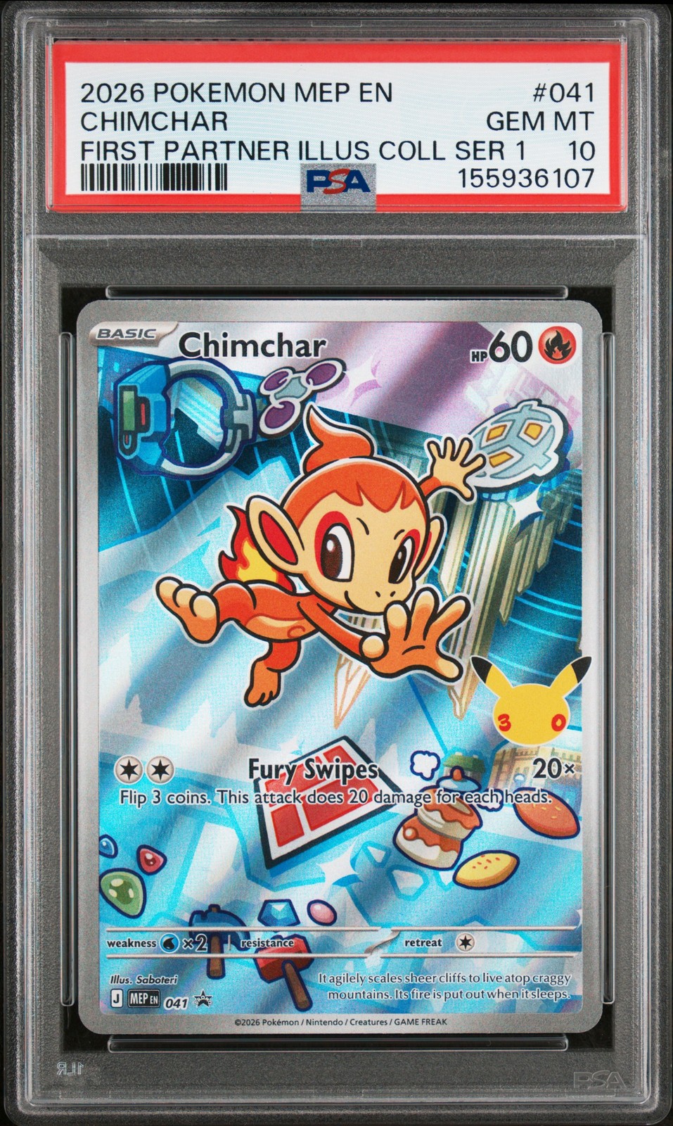 2026 POKEMON MEP FIRST PARTNER ILLUSTRATION COLLECTION #041 CHIMCHAR PSA 10