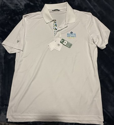 NWT Levelwear Kona Big Wave  Liquid Aloha  Polo Shirt Men s Large White Golf New