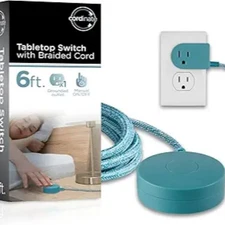Extension Cord with Switch On/Off Plug, 6 Ft Braided Power Cord Teal 1 Pack