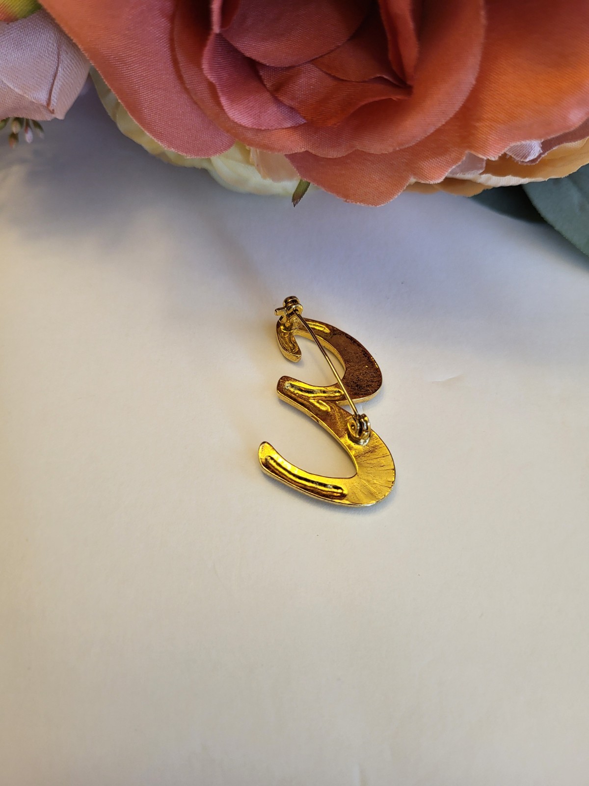 Brooch Pin Letter E Initial Script Monogram Cryst… - image 7