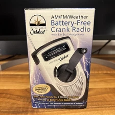 Innovage Outdoor AM/FM Weather Battery-Free Crank Radio with Ear Bud Headphones