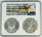 2021 $1 Silver Eagle 2-Coin Transitional Set NGC MS70 Final Ty 1/ 1st Ty 2 C4733