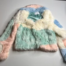 House of Sunny Women’s Faux Fur Coat Multicolor Cropped XS–S